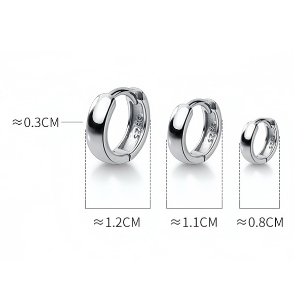 Solid Silver tiny huggie earrings- SH005 12mm - Picture 4 of 11